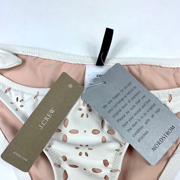 J Crew Floral Cut Out Bikini Bottom Cream XXS - Picture 4 of 7